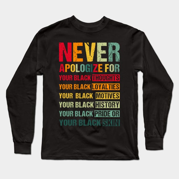 Black History Month never apologize for your blackness Long Sleeve T-Shirt by drag is art